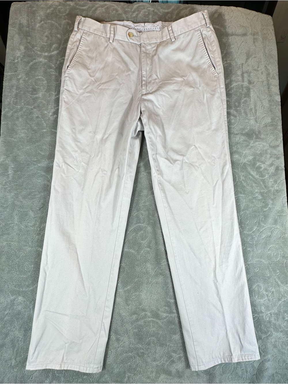 Peter Millar Mens 35 Chino Pants Stone Khaki Pima Cotton Flat Front Straight leg